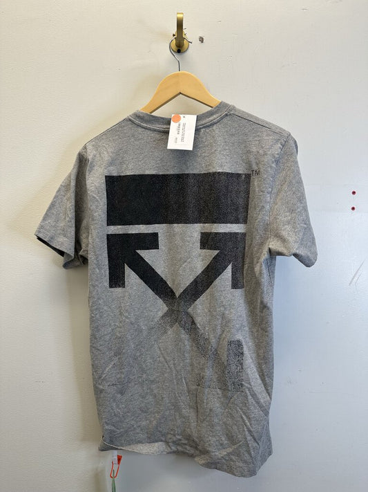 Preowned Off White Grey 10 faded Logo Tee Size Medium