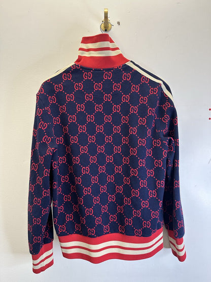 Preowned Gucci Monogram Navy Red Monogram Track Jacket size L