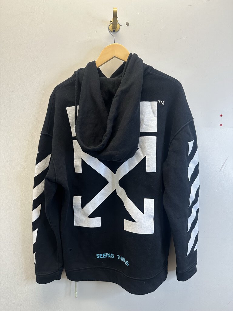 Preowned Off White Black 10 Logo Hoodie size M