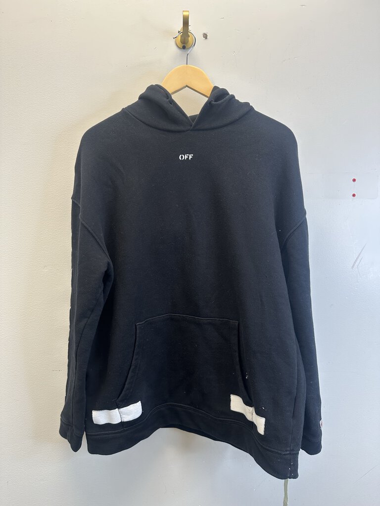 Preowned Off White Black 10 Logo Hoodie size M