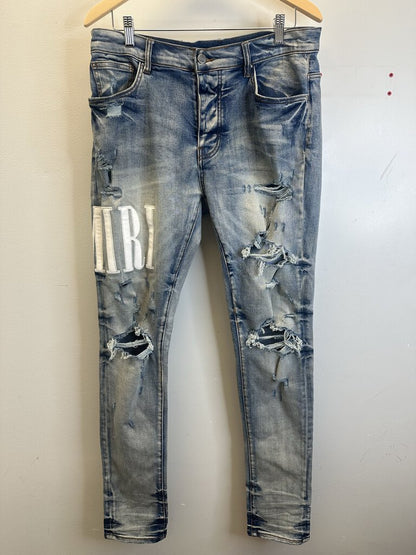 Preowned Amiri Spellout Lightwash Denim Size 36