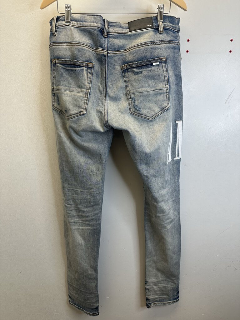 Preowned Amiri Spellout Lightwash Denim Size 36