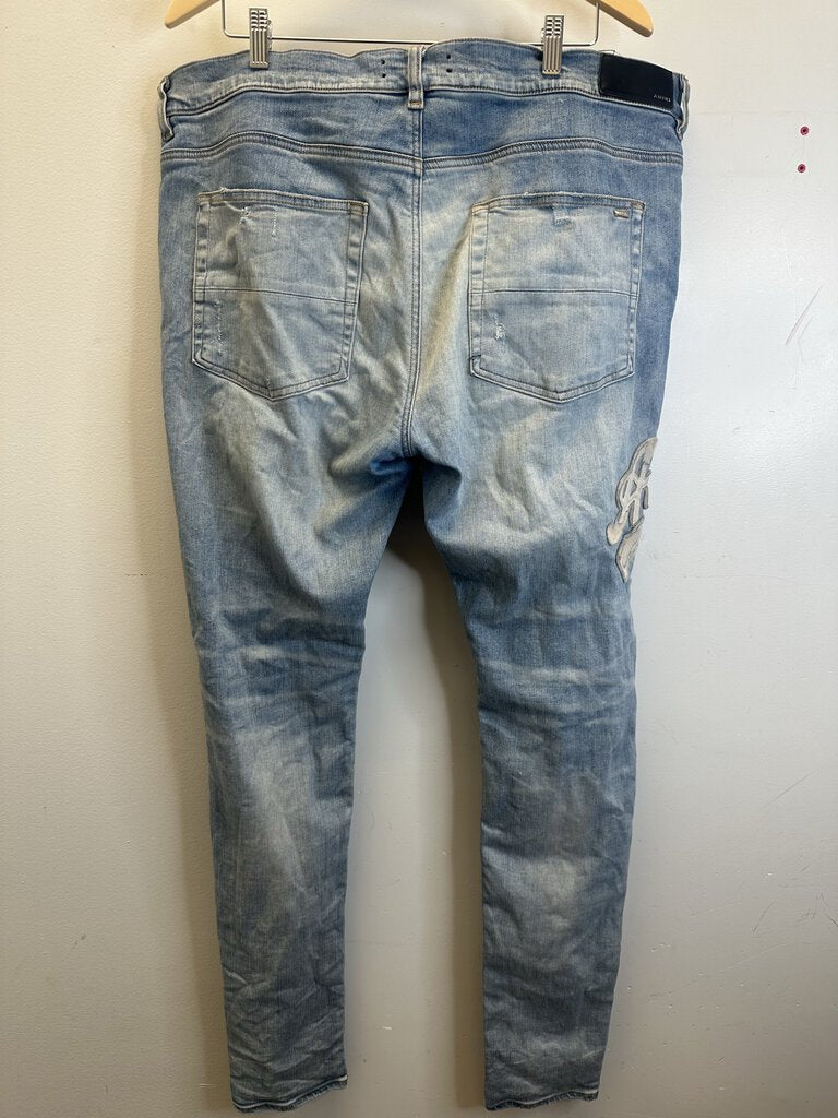 Preowned Amiri Lightwash Spellout Denim Size 40