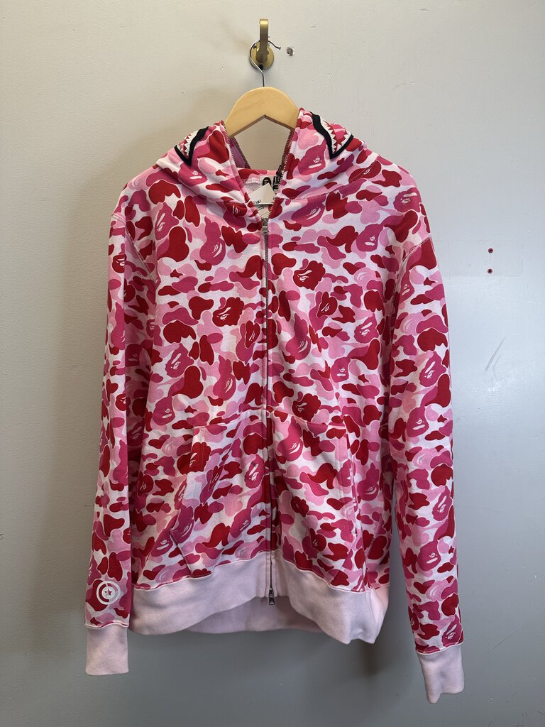 Preowned Bape Pink Camo Shark Full Zip Size XL