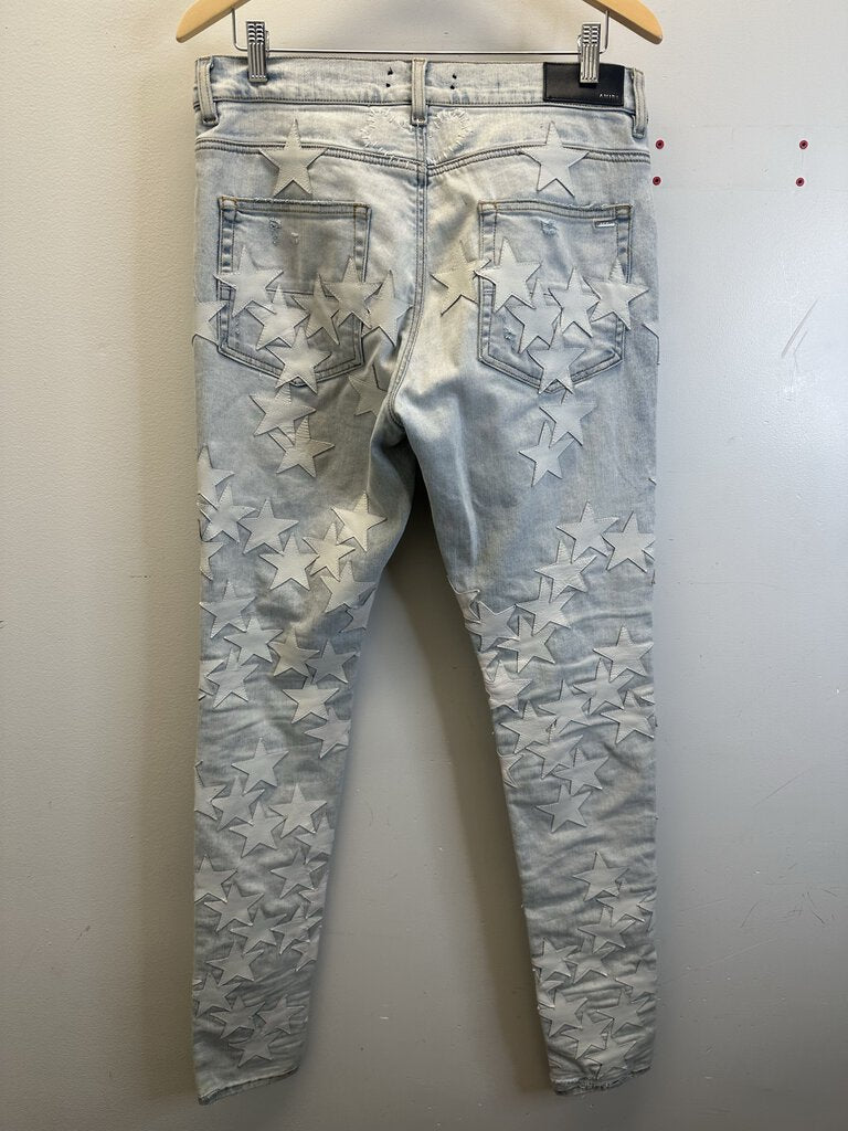 Preowned Amiri Alchemist White Patch Denim sz.33