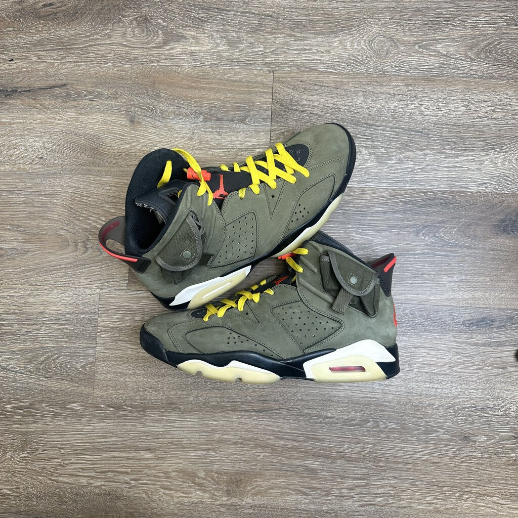 Preowned Jordan 6 Travis Scott Olive Size 12