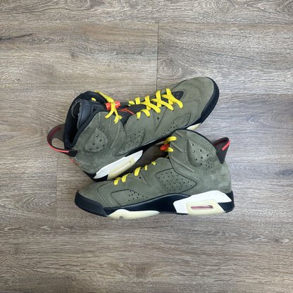 Preowned Jordan 6 Travis Scott Olive Size 12