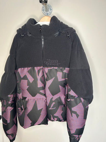 New Louis Vuitton Bimaterial Black Hoodie Puffer sz.56