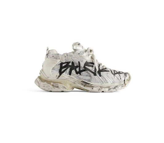 New Balenciaga Runner White Black Graffiti size 45