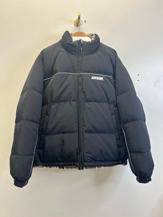 New Supreme Burberry Puffer Black Jacket size L