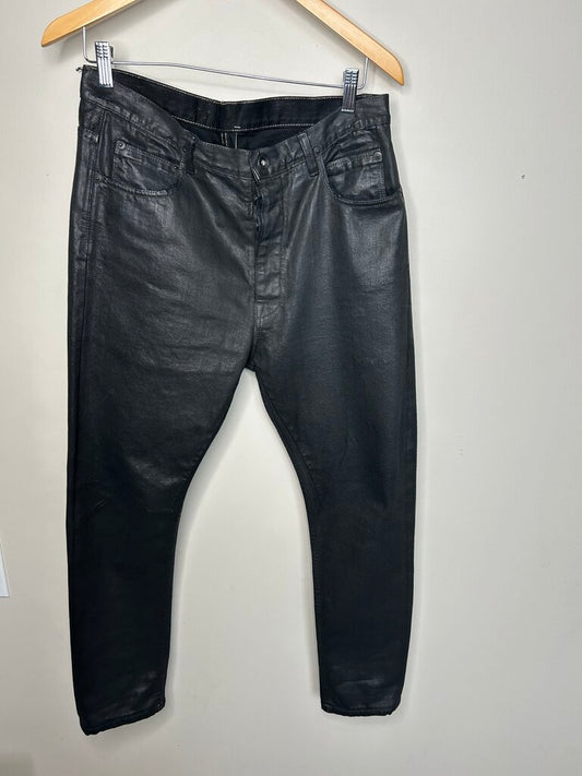 Preowned Rick Owens Wax Denim Black Size 31