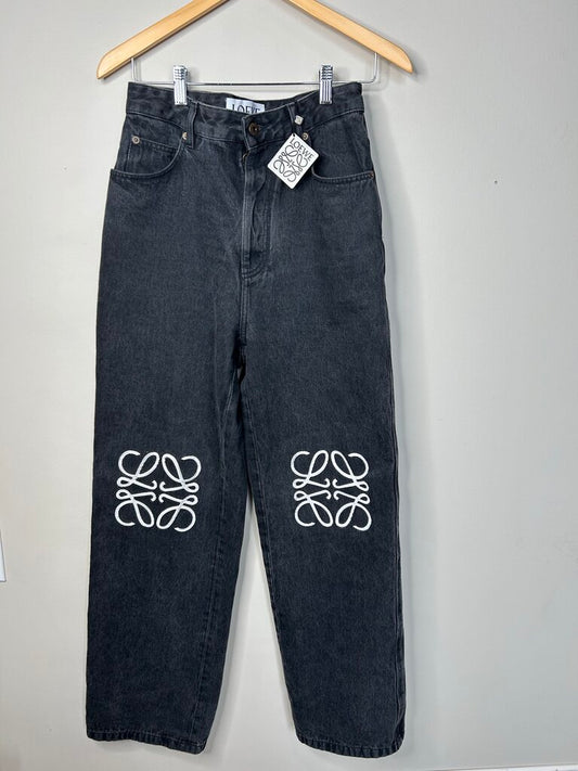 New Loewe Logo Knee Black Denim size 30
