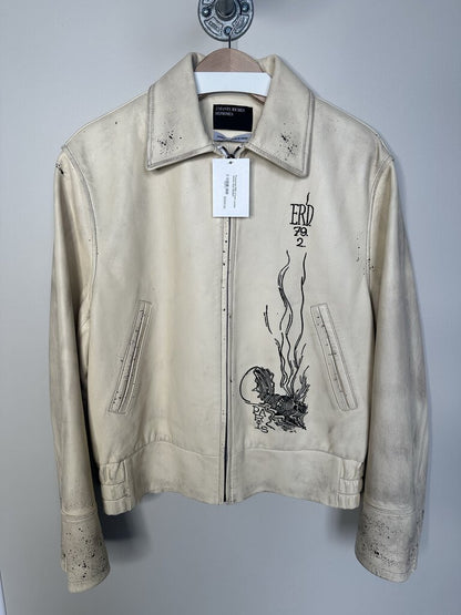 Preowned ERD Cream Leather Jacket Size Medium