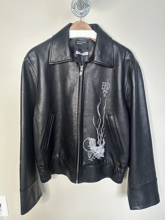 Preowned ERD Black Leather Jacket Size Medium