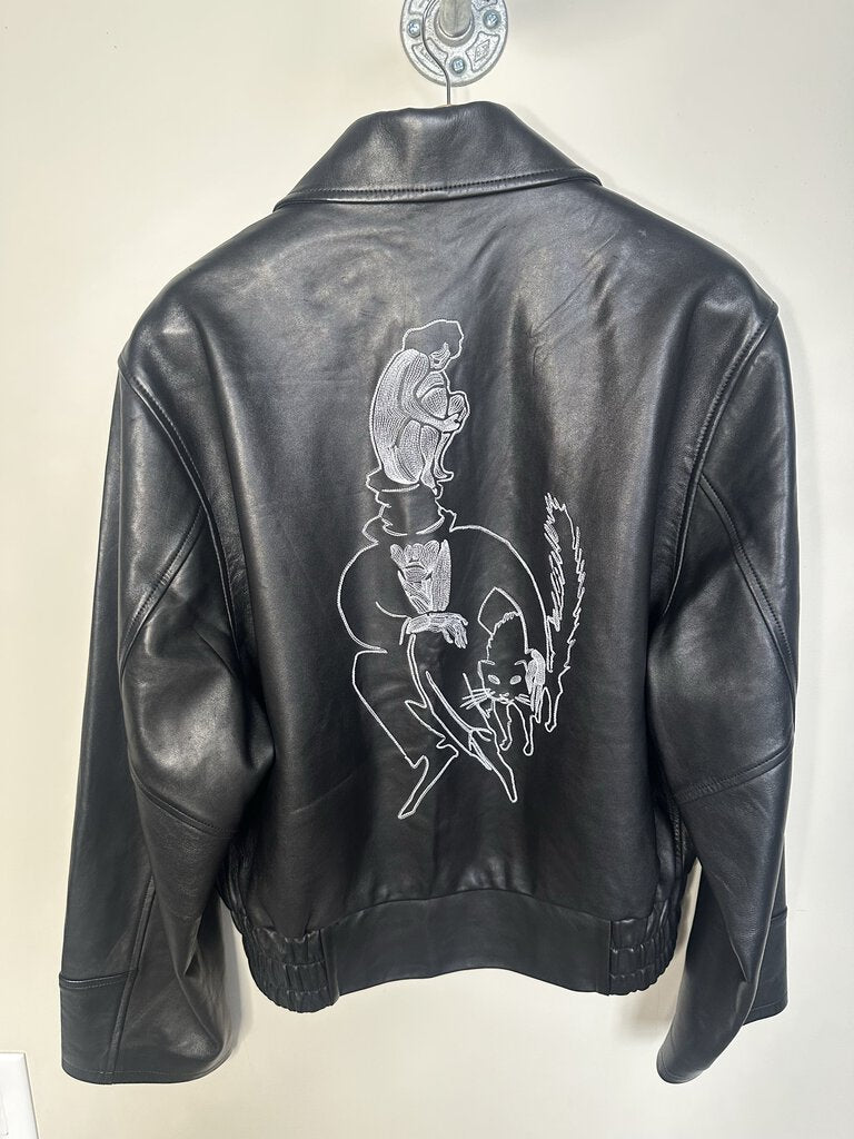 Preowned ERD Black Leather Jacket Size Medium