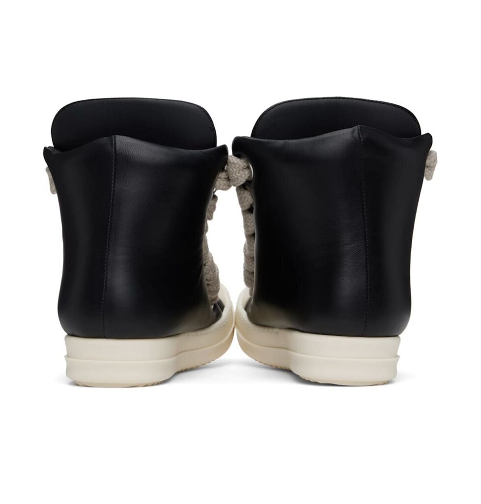 New Rick Owens Ramone High Mainline Jumbo Lace Black Milk Size 38
