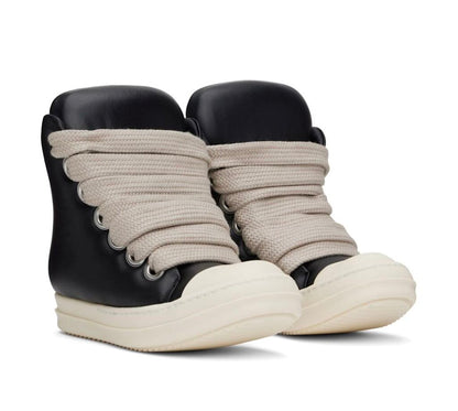 New Rick Owens Ramone High Mainline Jumbo Lace Black Milk Size 38