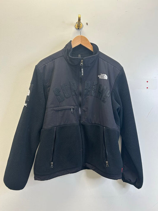 Preowned Supreme TNF Fleece Black Zip Up Size Medium