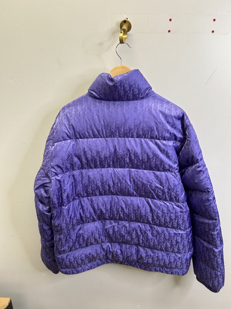 Preowned Dior Purple Oblique Puffer Jacket Size 52