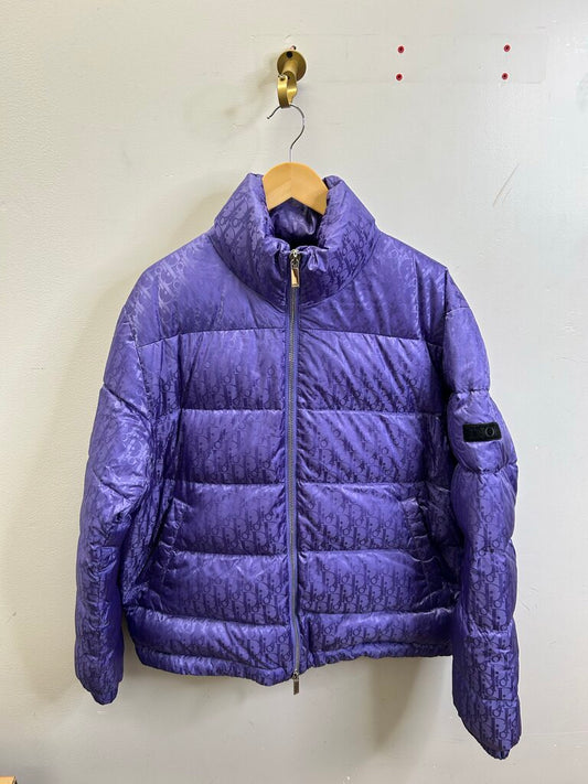 Preowned Dior Purple Oblique Puffer Jacket Size 52