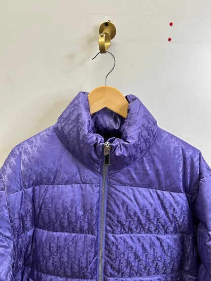 Preowned Dior Purple Oblique Puffer Jacket Size 52