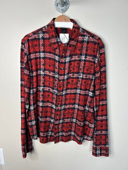 Preowned Chrome Hearts Monogram Red Navy Flannel Size large