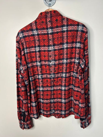 Preowned Chrome Hearts Monogram Red Navy Flannel Size large