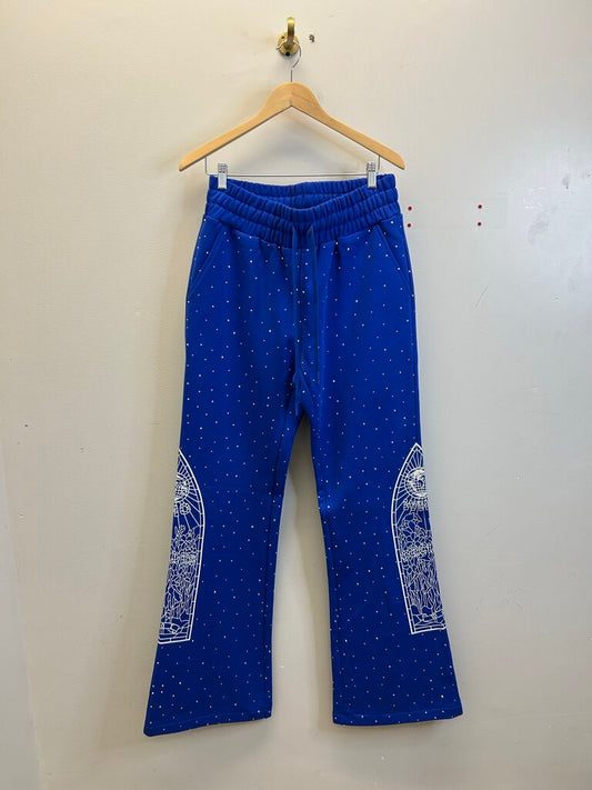New WDW Blue Rhinestone Sweatpants Size Small