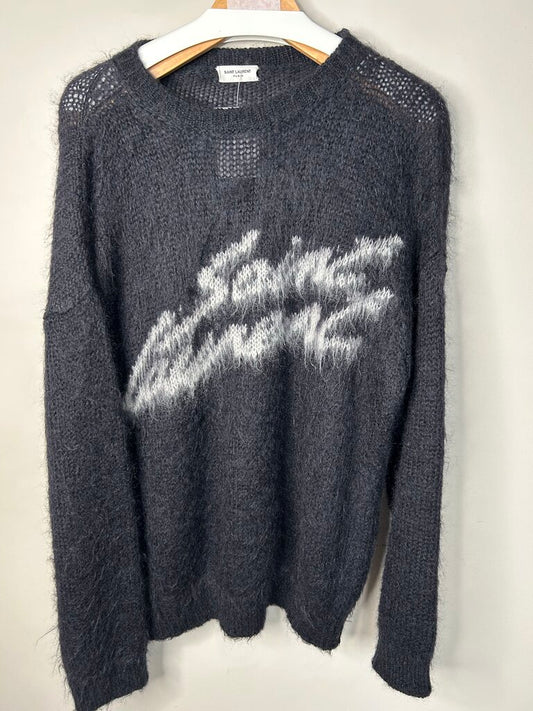 Preowned Saint Laurent Black Mohair Sweater Size
