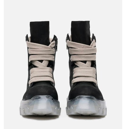 New Rick Owens Black Jumbo Lace Tractor Boots sz.40