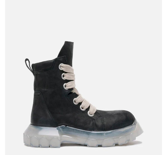 New Rick Owens Black Jumbo Lace Tractor Boots sz.40