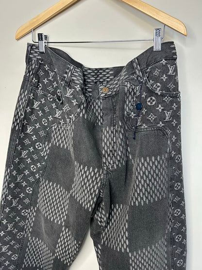 Preowned Louis Vuitton Black Damier Denim Size 40