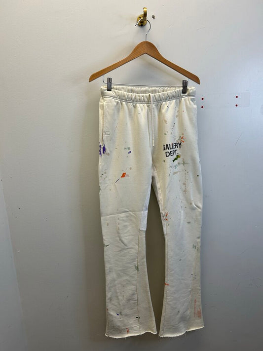Preowned Gallery Dept. Cream Paint Flare Sweatpants Size