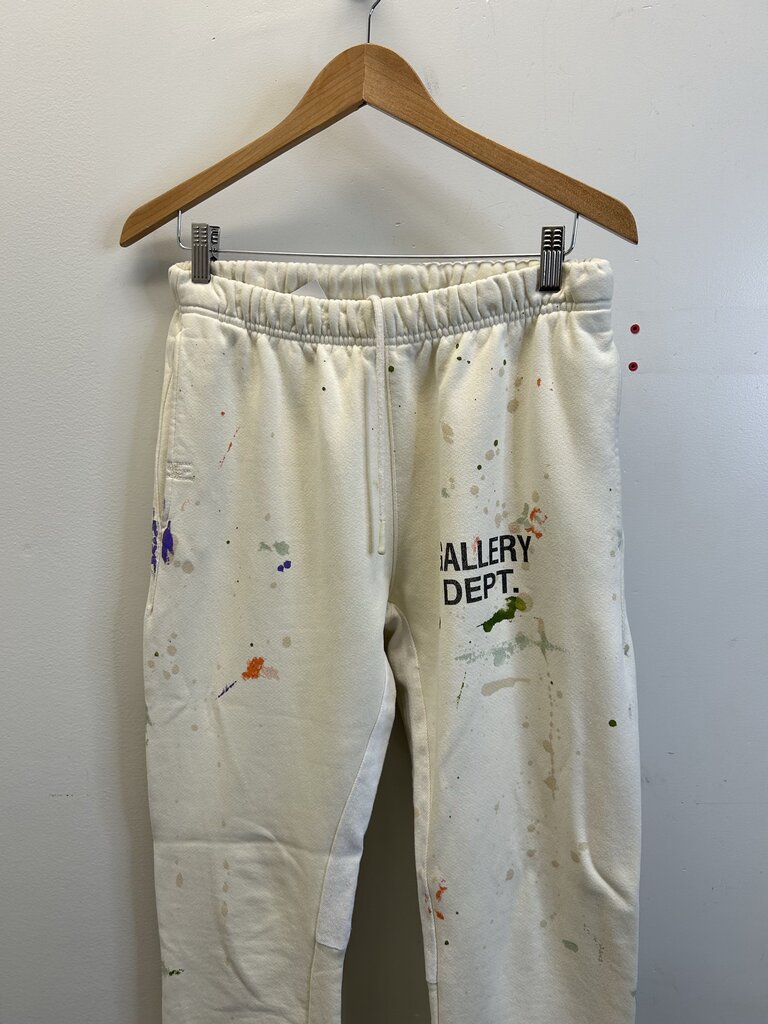 Preowned Gallery Dept. Cream Paint Flare Sweatpants Size