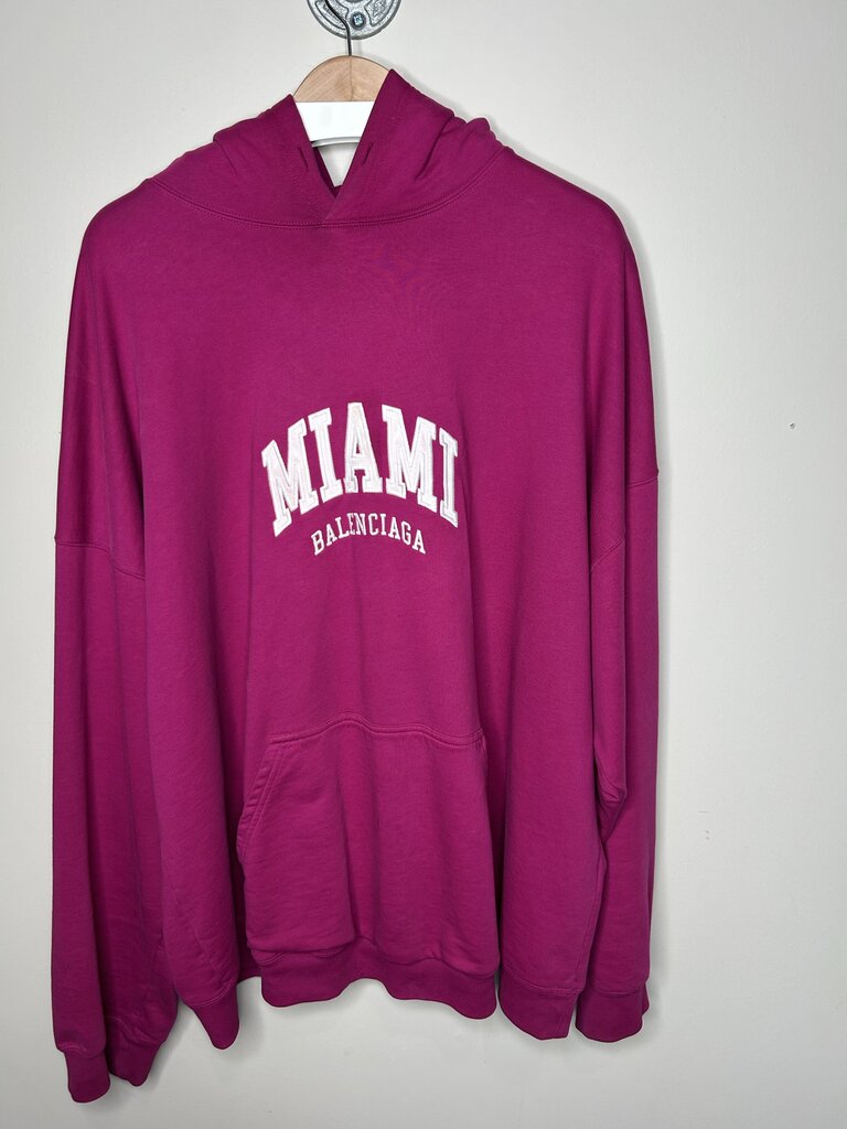 Preowned Balenciaga Paris Magenta Hoodie size XL