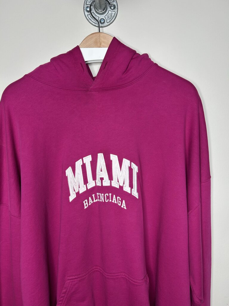 Preowned Balenciaga Paris Magenta Hoodie size XL