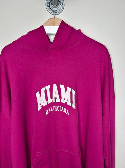 Preowned Balenciaga Paris Magenta Hoodie size XL
