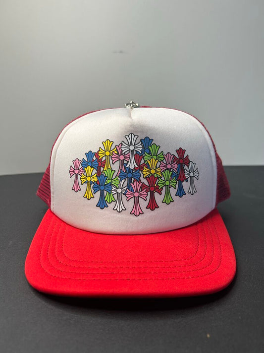 New Chrome Charts Multi Color Red Trucker Hat