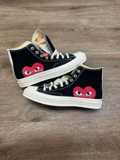 New CDG Black Converse Hi Sz.9