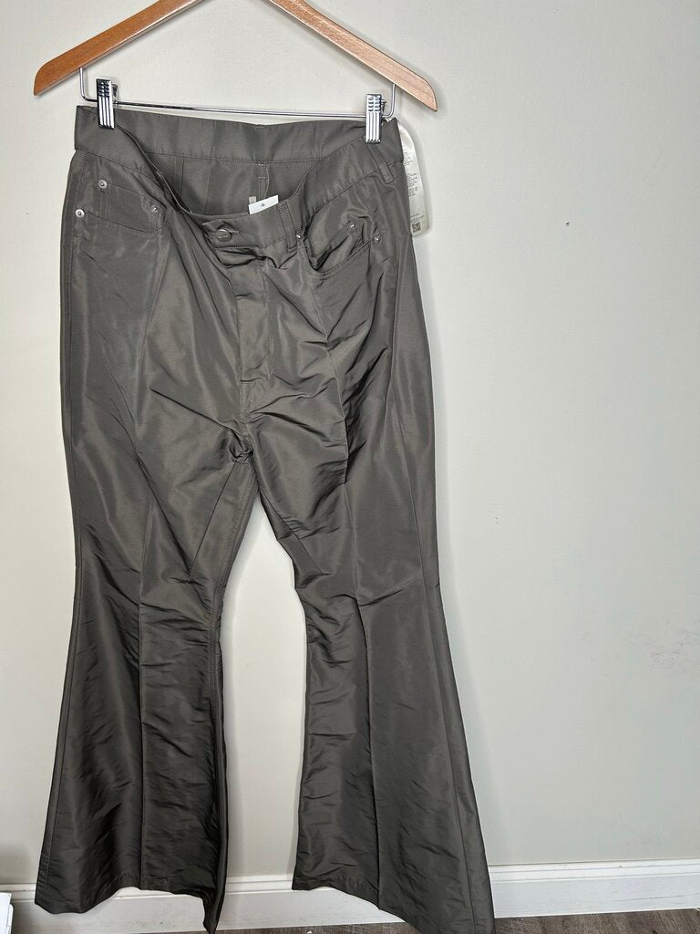 New Rick Owens Grey Nylon Flare Pants Size 34