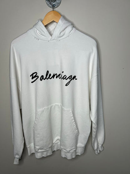 New White Balenciaga Script Pullover Sz. 1