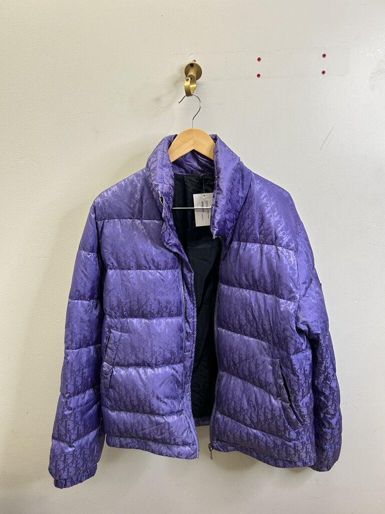 Preowned Dior Oblique Purple Puffer Size 50(zipper flaw)