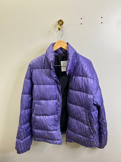 Preowned Dior Oblique Purple Puffer Size 50(zipper flaw)