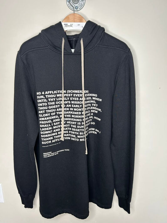 Preowned Rick Owens Black No. 4 Hoodie Size Medium