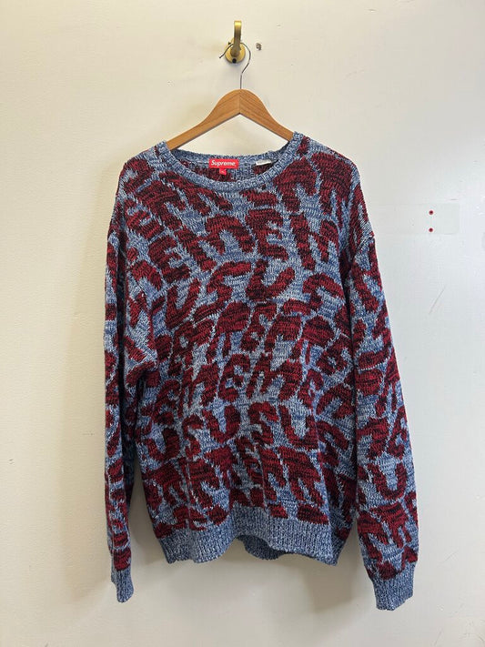 Preowned Supreme Red Blue Knit Sweater Sz.XL