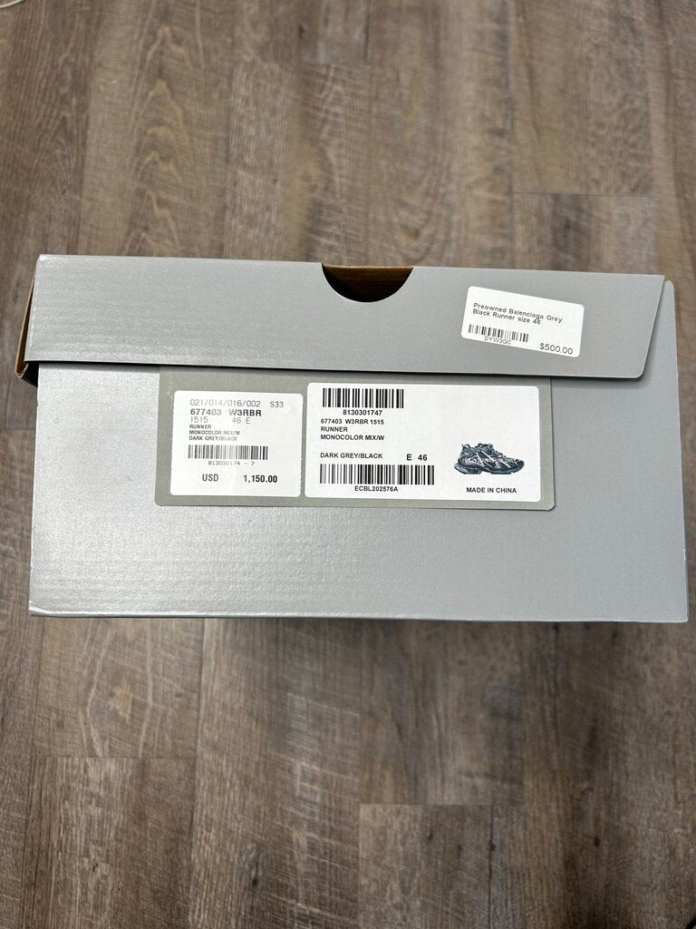 Preowned Balenciaga Grey Black Runner size 46