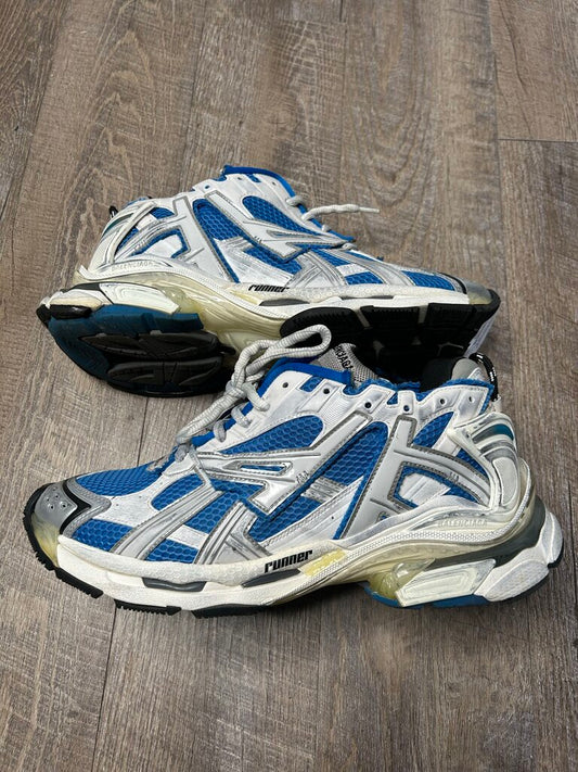 Preowned Balenciaga Blue White Runner s size 45