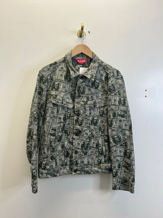 Preowned Supreme AOP Dollar Denim Jacket size M