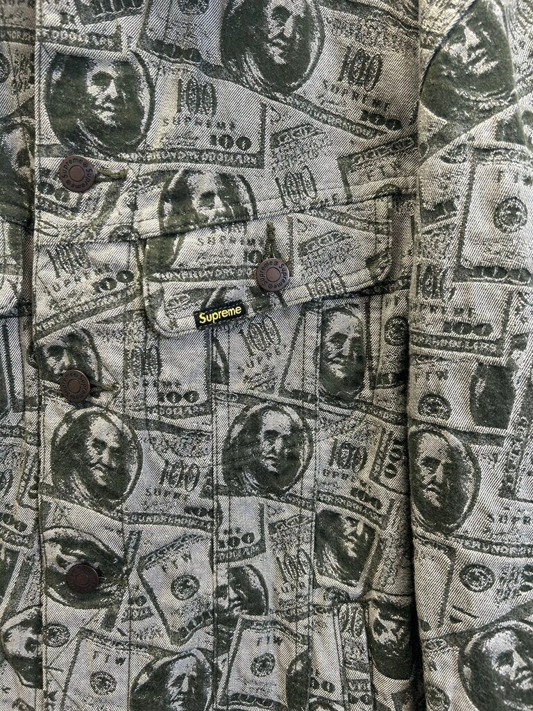 Preowned Supreme AOP Dollar Denim Jacket size M