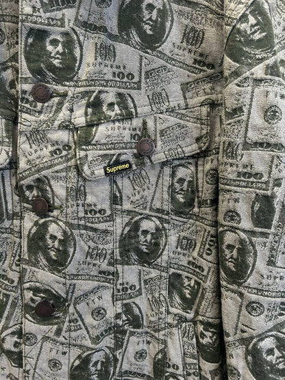 Preowned Supreme AOP Dollar Denim Jacket size M